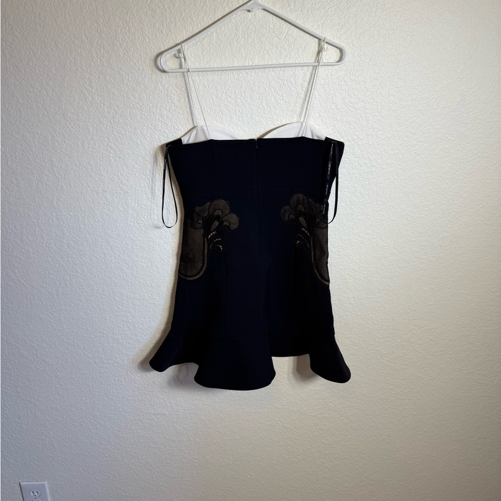 Self-Portrait Black and White Lace-Panel Mini Dress - Picture 10 of 11